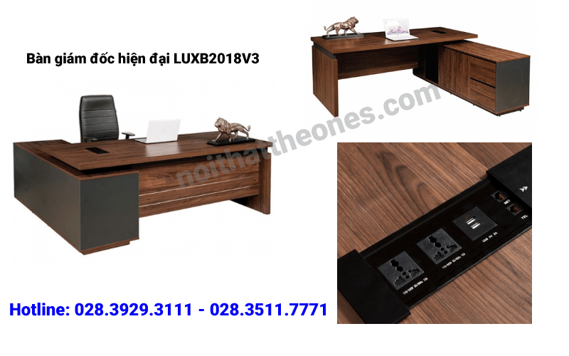 Mẫu bàn giám đốc hiện đại LUXB2018V3 với ngoại hình sang trọng